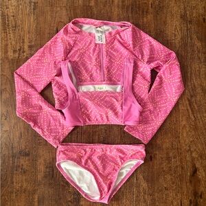OshKosh B'gosh Pink Three-Piece Girls Swim Set with Gold Dot Pattern